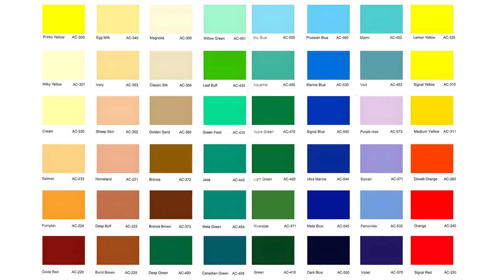 BẢNG MÀU SƠN RARE